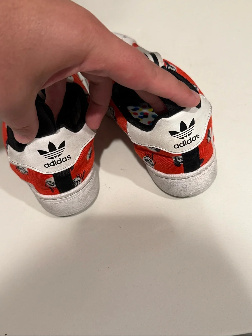 adidas Kids Red and White Mickey Slip-On Sneakers